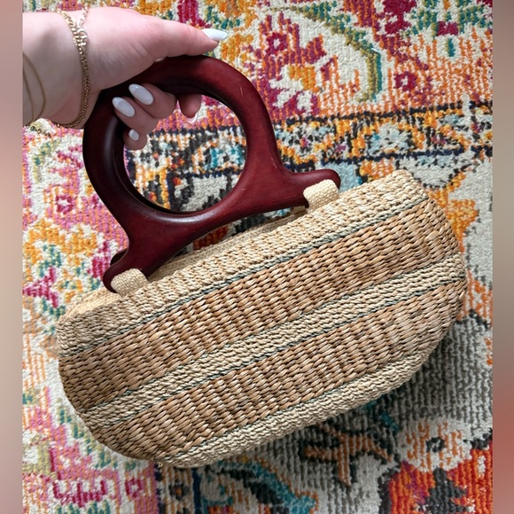 Vintage Woven Straw Handbag - Picture 2 of 7